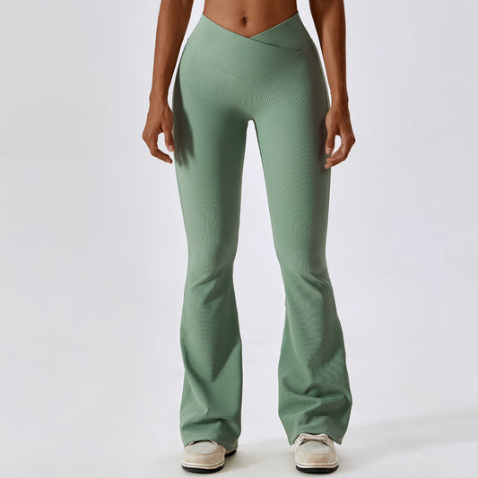 Plain Ribbed Bell Bottom Pants