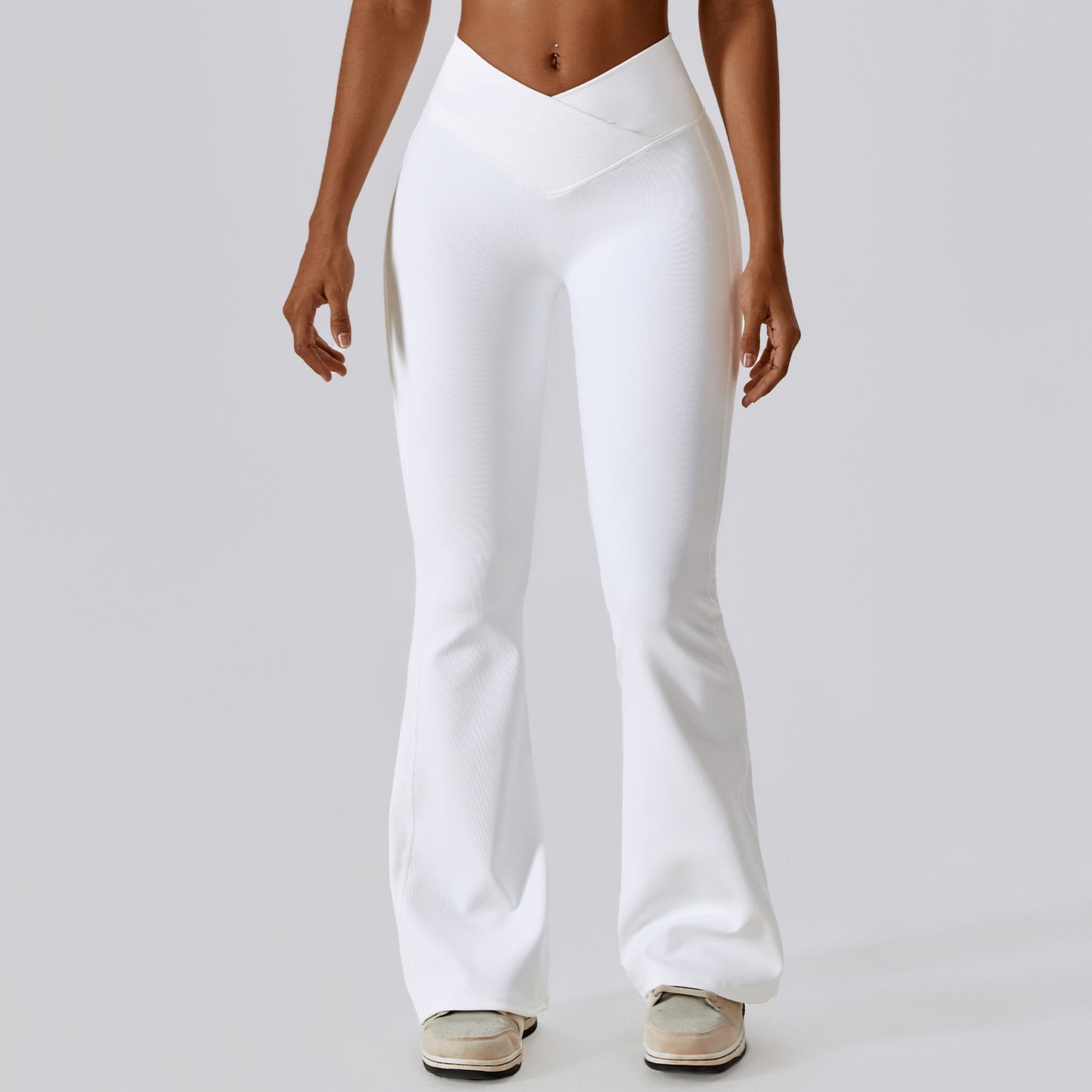 Plain Ribbed Bell Bottom Pants