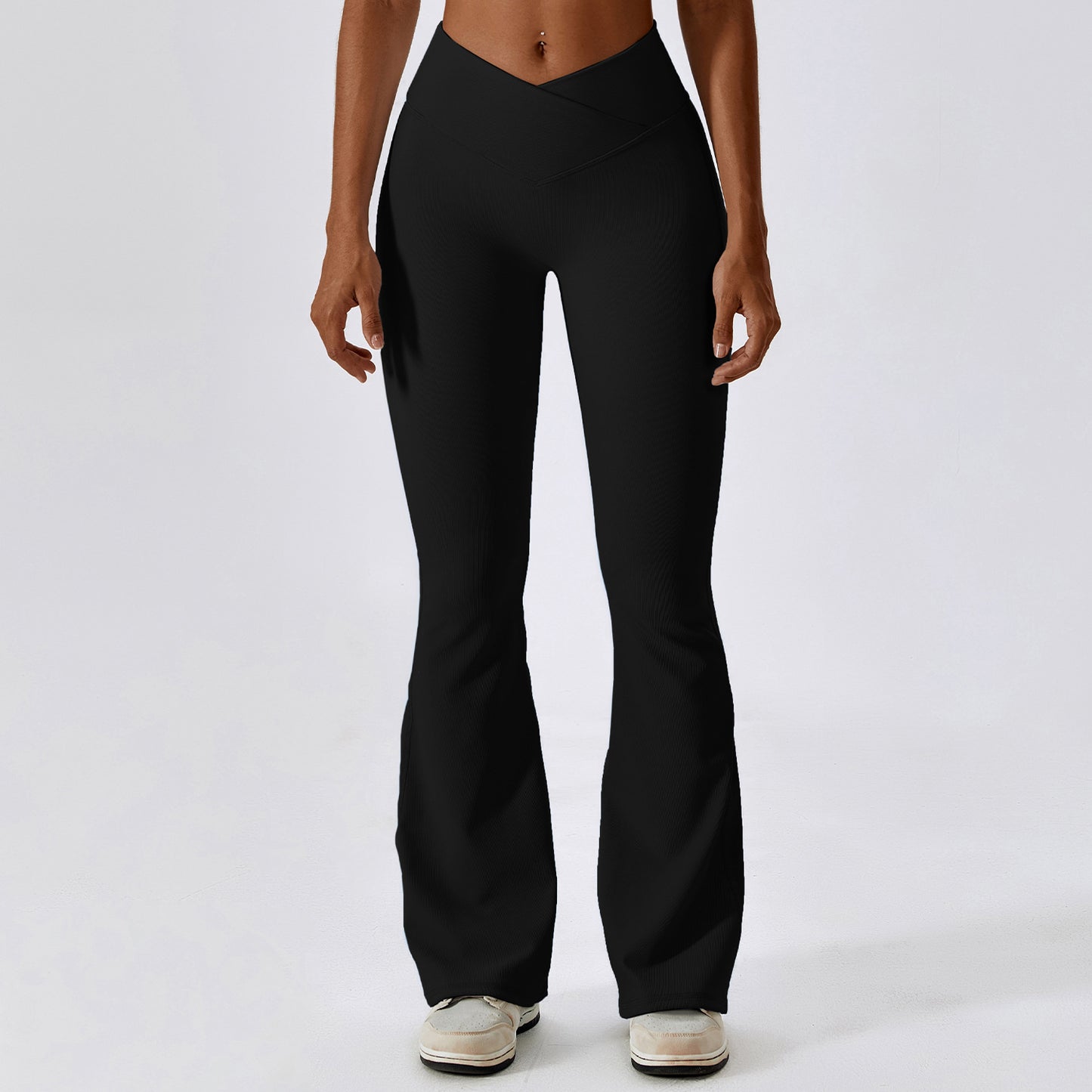Plain Ribbed Bell Bottom Pants