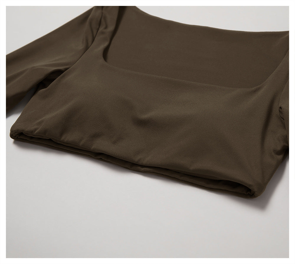 Plain High Cropped Long Sleeve Top