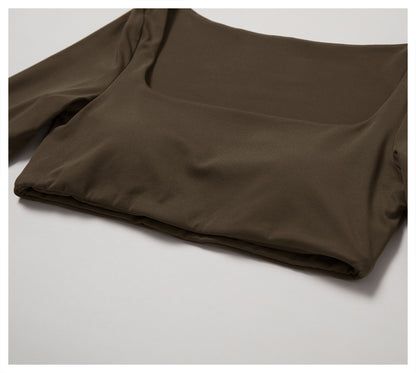 Plain High Cropped Long Sleeve Top