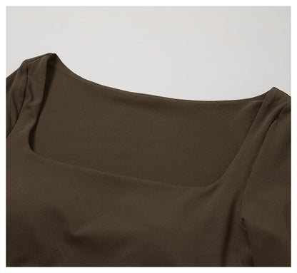 Plain High Cropped Long Sleeve Top