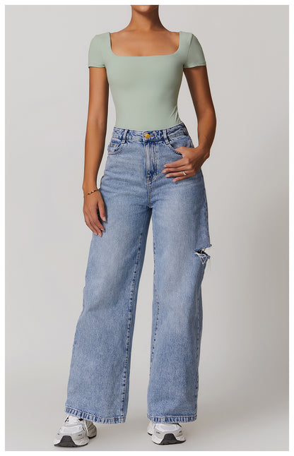 Plain Short Sleeve One Piece