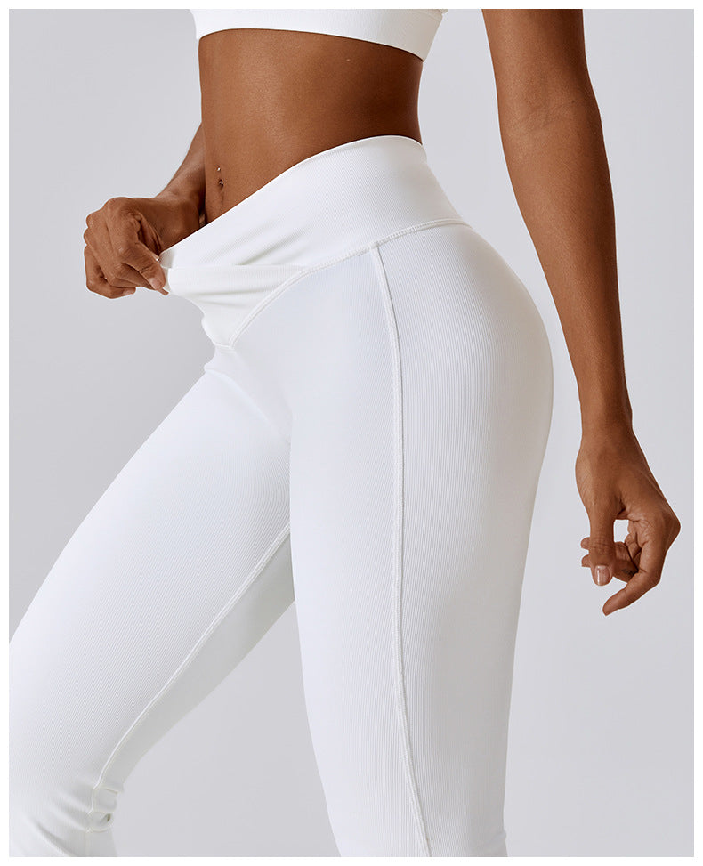 Plain Ribbed Bell Bottom Pants