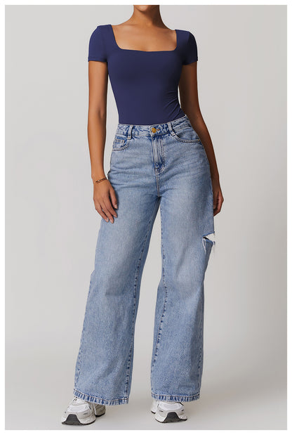 Plain Short Sleeve One Piece